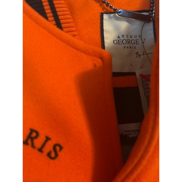 NWT George V Paris Varsity Lettermen's Jacket Orange/Black Size Large - Picture 6 of 16